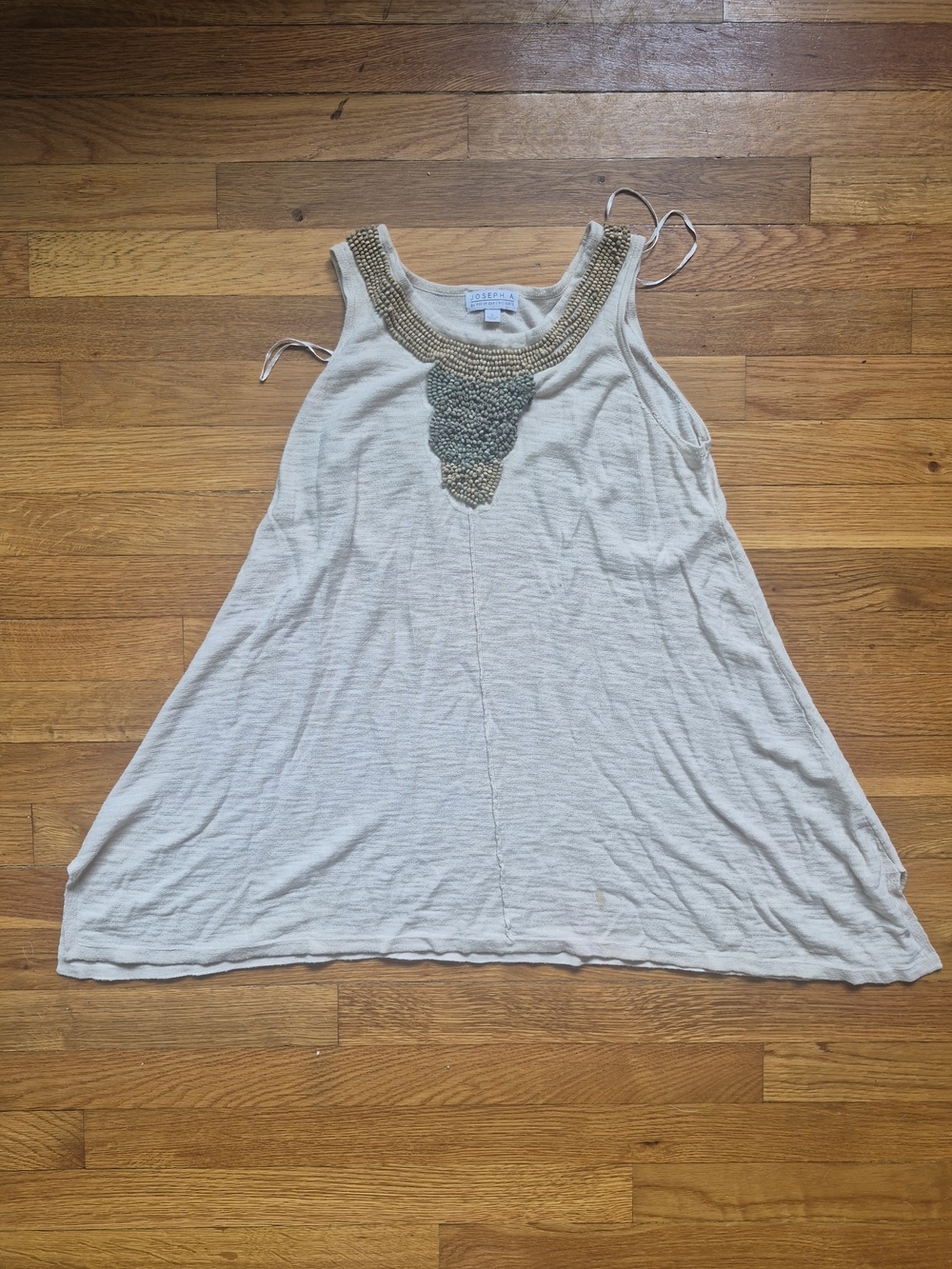Joseph A Cream Tank with Beaded Neckline